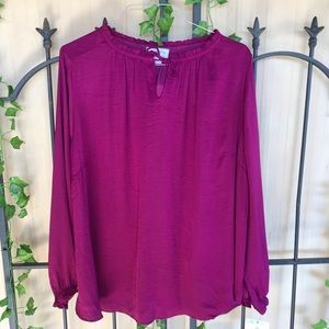 Liz Claiborne Blouse 3X Plum Purple Peasant Silky